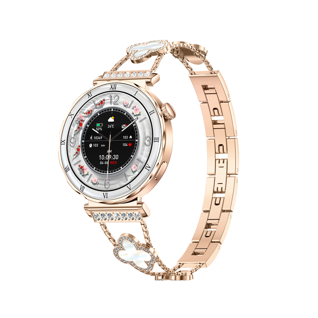 LuxeGlow Diamond Smart Watch for Women – HD Touchscreen Fitness Tracker with Bluetooth Call