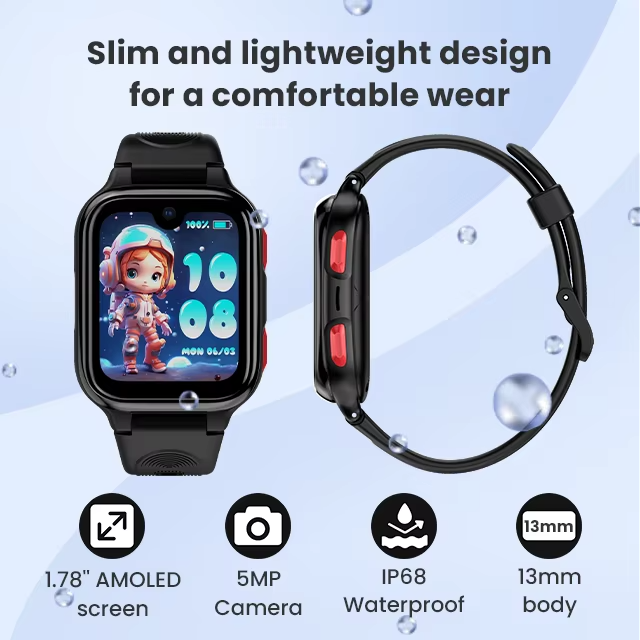 K9 AI Android Smartwatch with SIM Card, GPS+WIFI+LBS, 1.78-inch Display, 1+8G HD Video Calling, Waterproof, CE RoHS Compliant, 4G, Kids Smartwatch